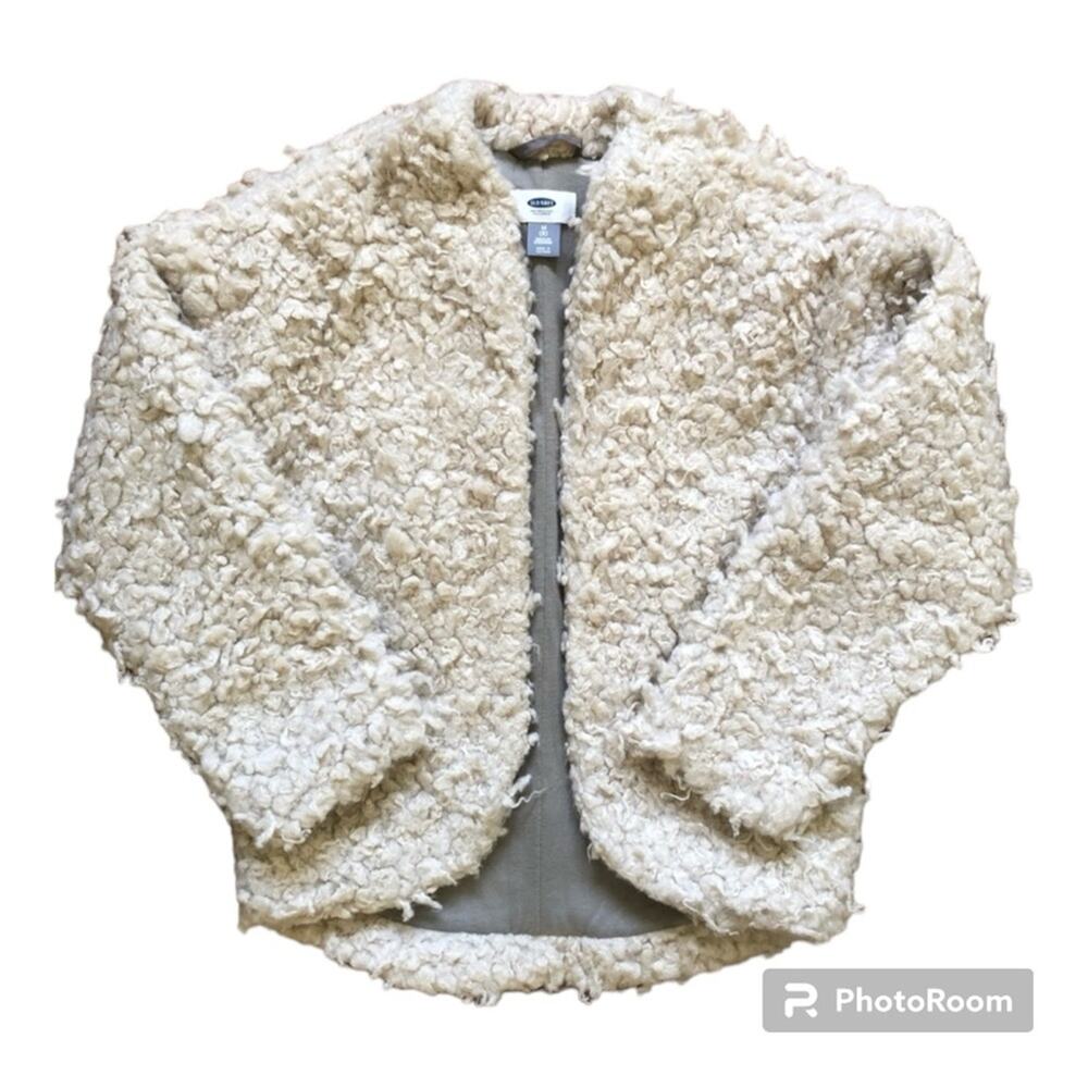 Old Navy🍁Girls’ Shag Jacket Cream Boho Comfy Size 8 - Picture 1 of 8
